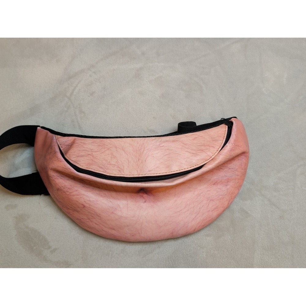 Funny Hairy Belly Fanny Pack Dad Bod Waist Bag Novelty Gag Gift Zipper
